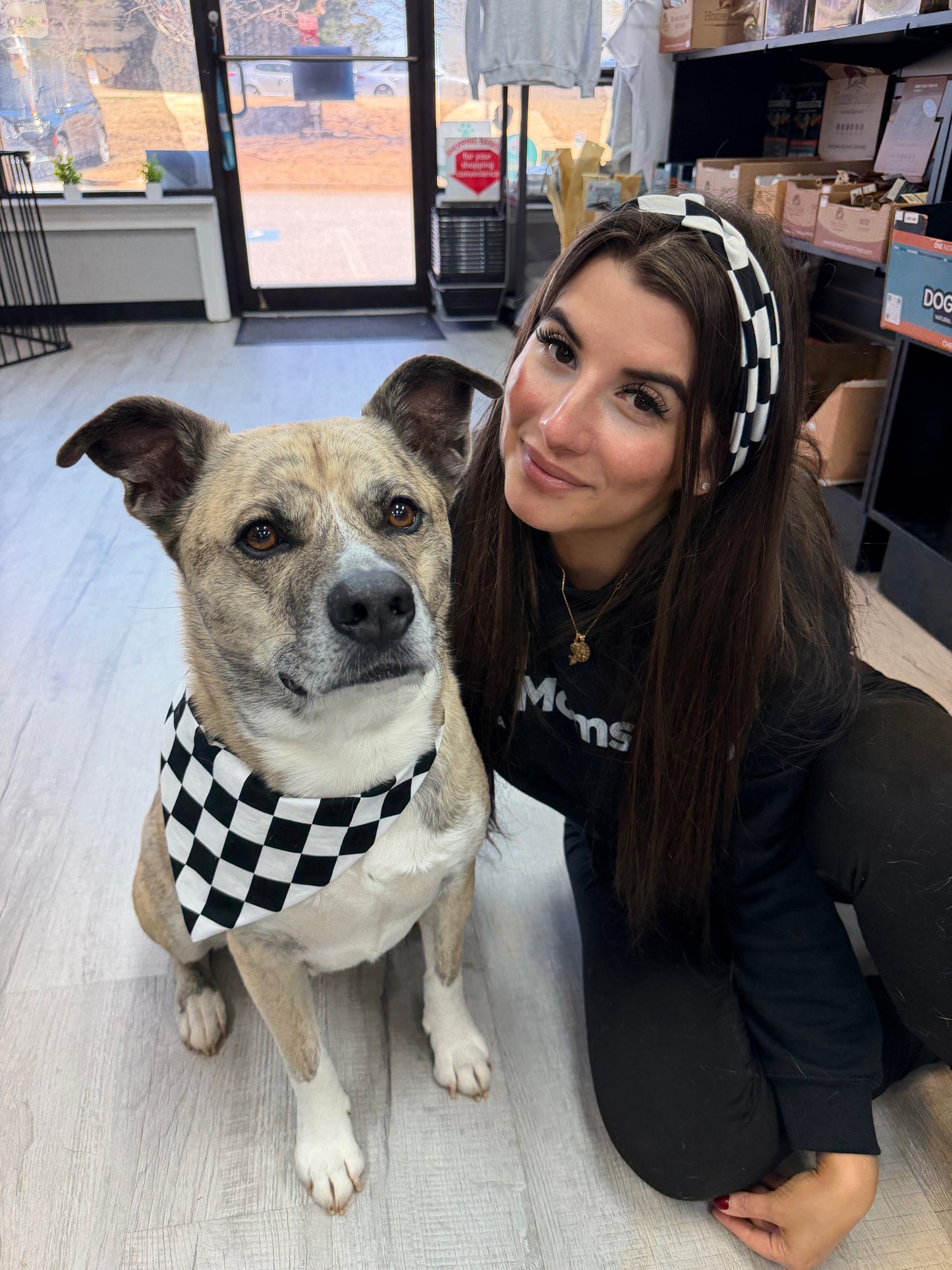 Paws & Checks Bandana & headband set