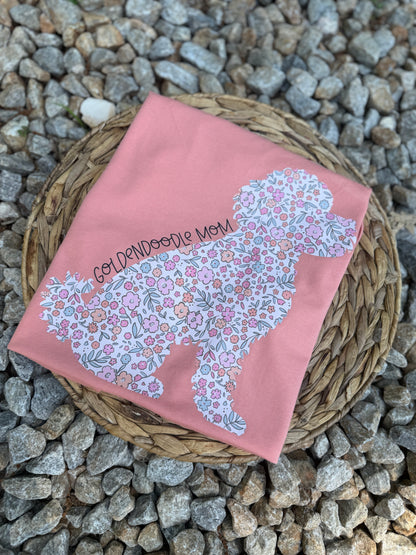 Floral Goldendoodle Mom Racerback Tank