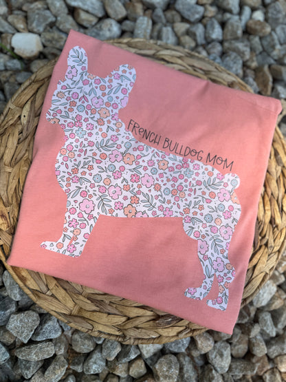 Floral French Bulldog Mom Racerback Tank