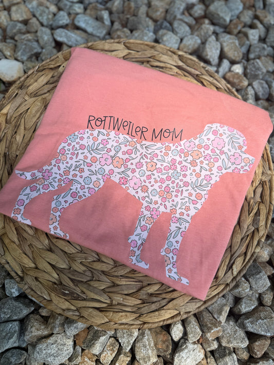 Floral Rottweiler Mom Racerback Tank