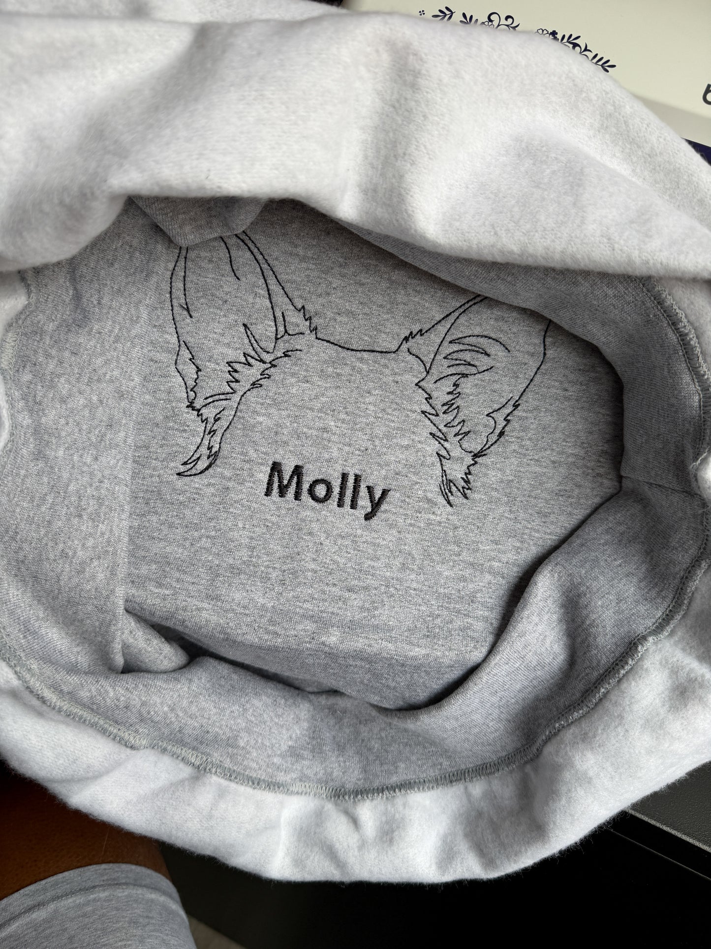 Personalized Dog Ear Sweatshirt Grey