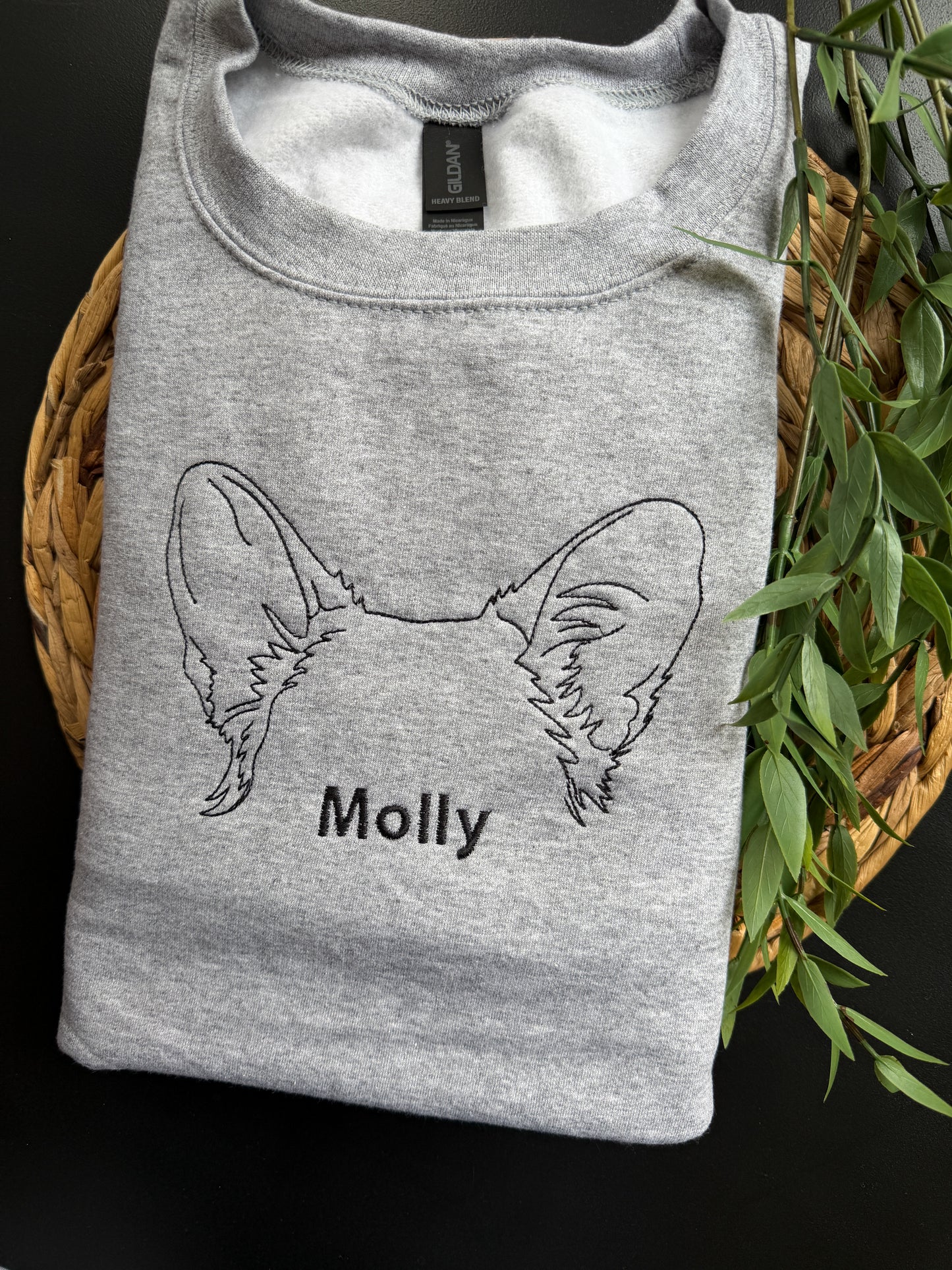 Personalized Dog Ear Sweatshirt Grey