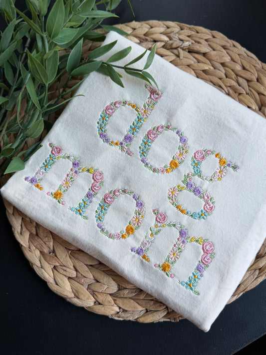 Ivory Floral Dog Mom Shirt