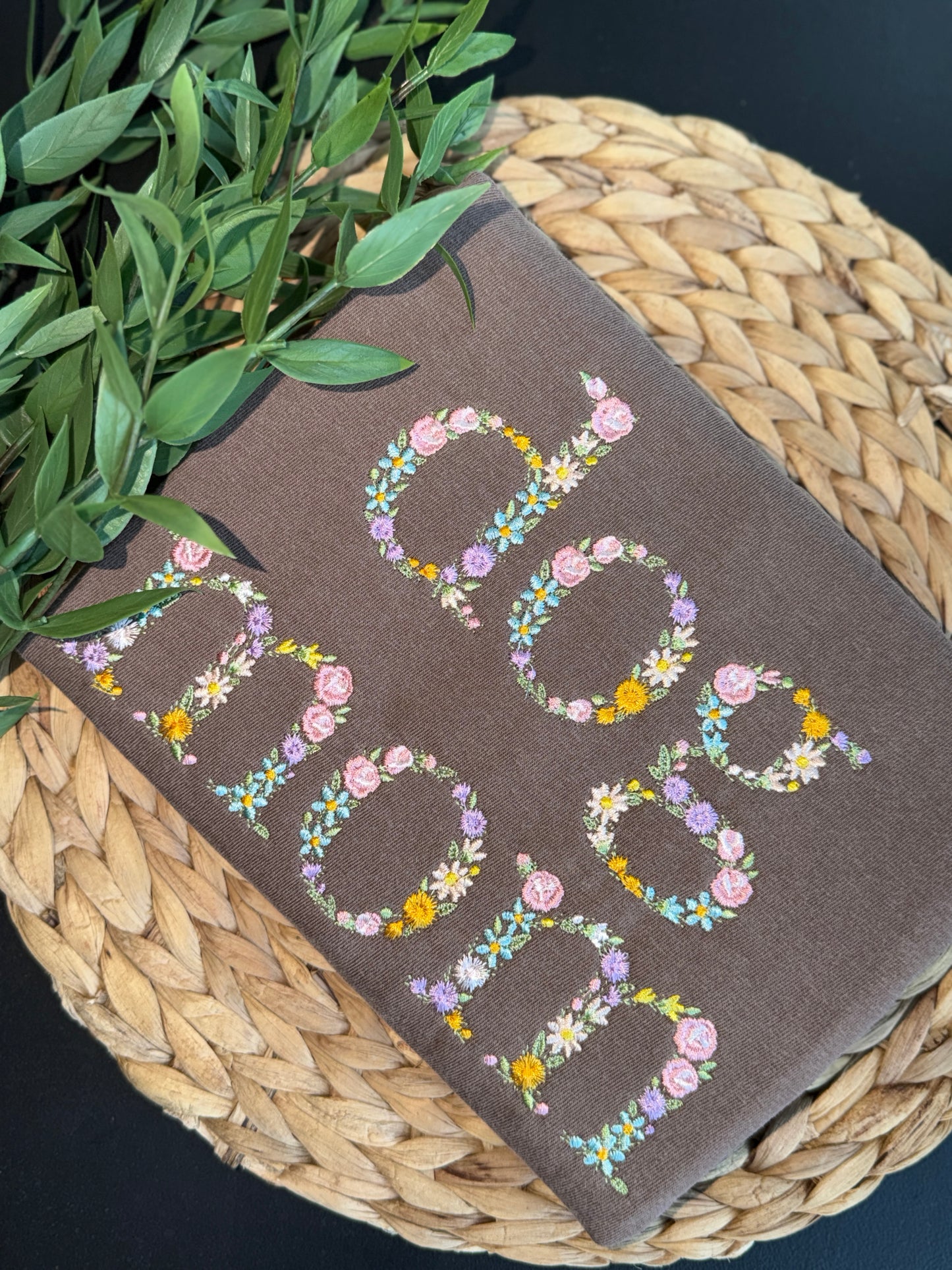 Chocolate Floral Dog Mom T-shirt