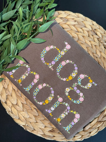 Chocolate Floral Dog Mom T-shirt