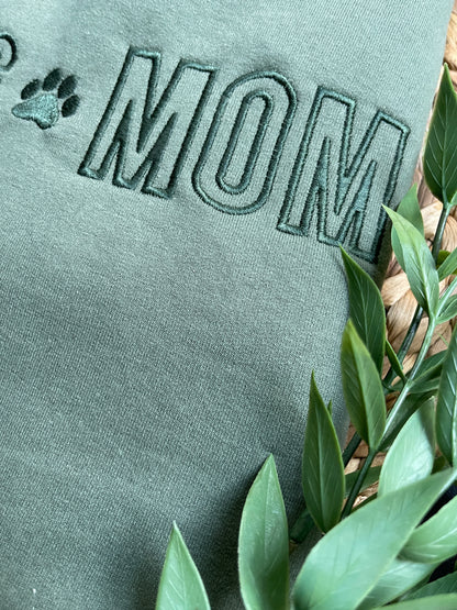Olive Green Dog Mom Embroidered Crewneck