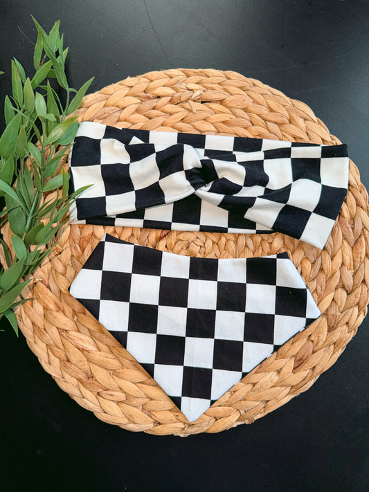 Paws & Checks Bandana & headband set