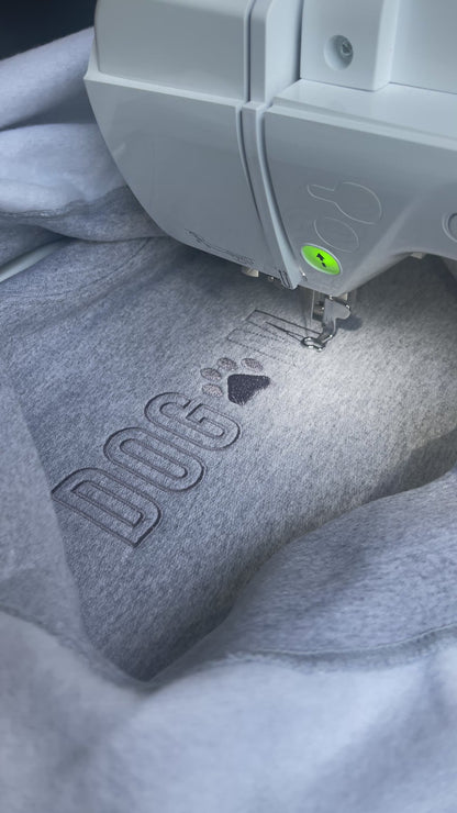 Dog Mom Grey Embroidered Crewneck